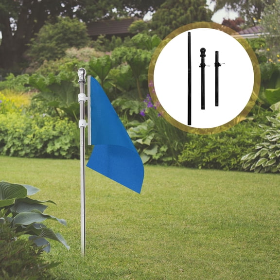 HEMOTON Lest Post Stainless Steel Flagpole Flag Pole Set 200X3cm Silver