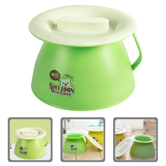 HEMOTON Lid Lightweight Spittoon Bedpan Elderly Toddler 21x21cm Green