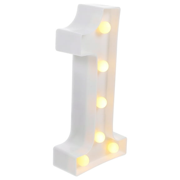 Hytrove Light Up Number 1 LED Light White Plastic 1Pack For Birthday Party