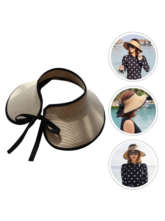 Fashionable Beige PP Grass Sunshade Hat with Wide Brim for Outdoor Use