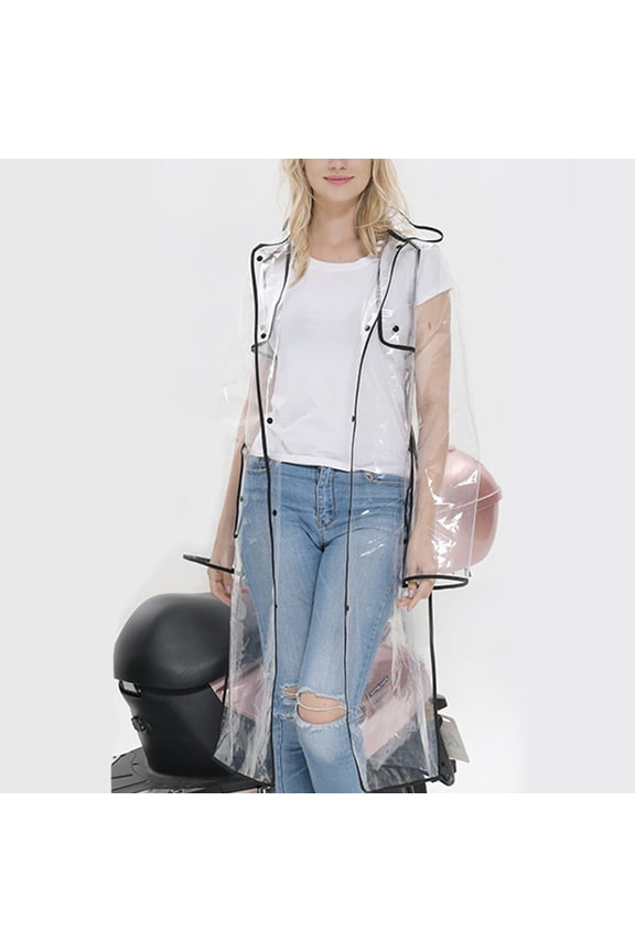 Lightweight Rainwear Raincoat Women Transparent Jacket Black