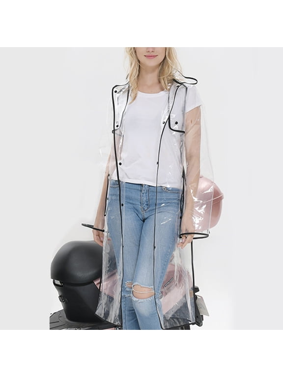Lightweight Rainwear Raincoat Women Transparent Jacket Black