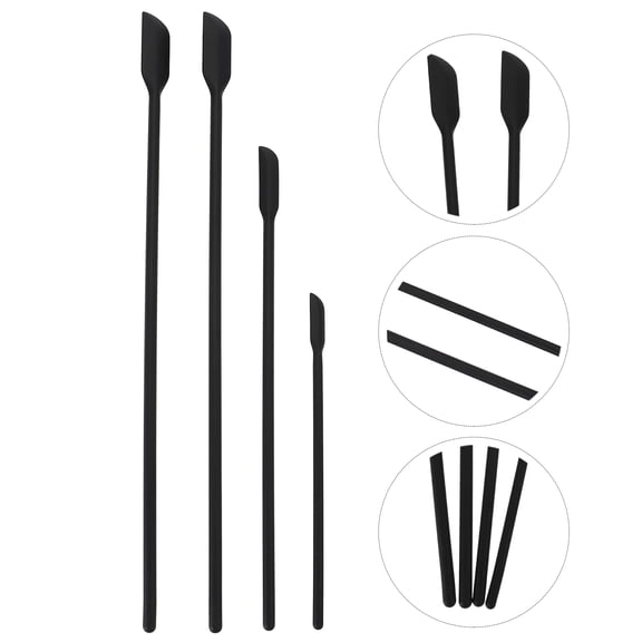 SOPOTUTU 4-Piece Silicone Jar Scraper Set for Kitchen Cooking, Baking, Non-Stick, , Black