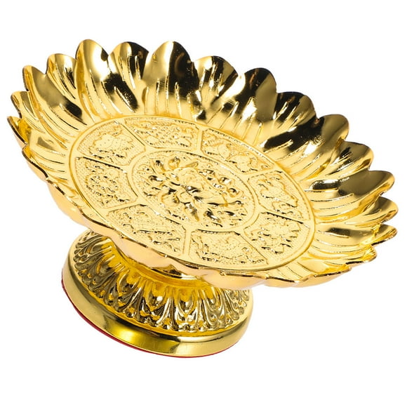 HEMOTON Lotus Offering Plate Fruit Bowls Temple Fruits Plates Home Decor Golden