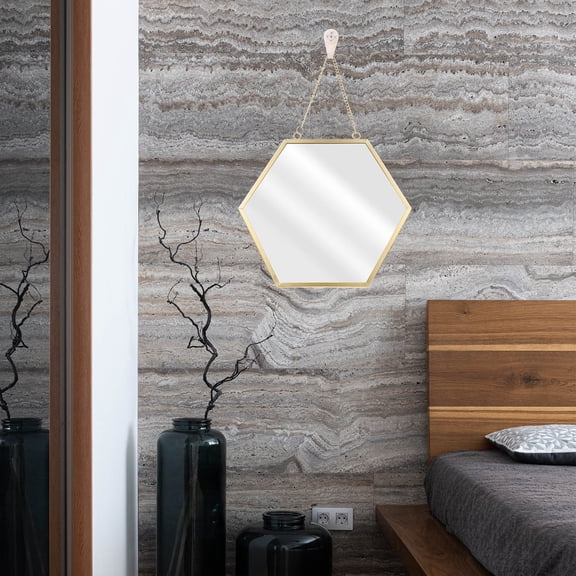 HEMOTON Makeup Mirror Nordic Style Decor Decorative Large Shaped Golden