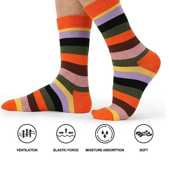 Phenofice Cotton Orange Mid Calf Socks for Men Autumn Winter 1 Pair