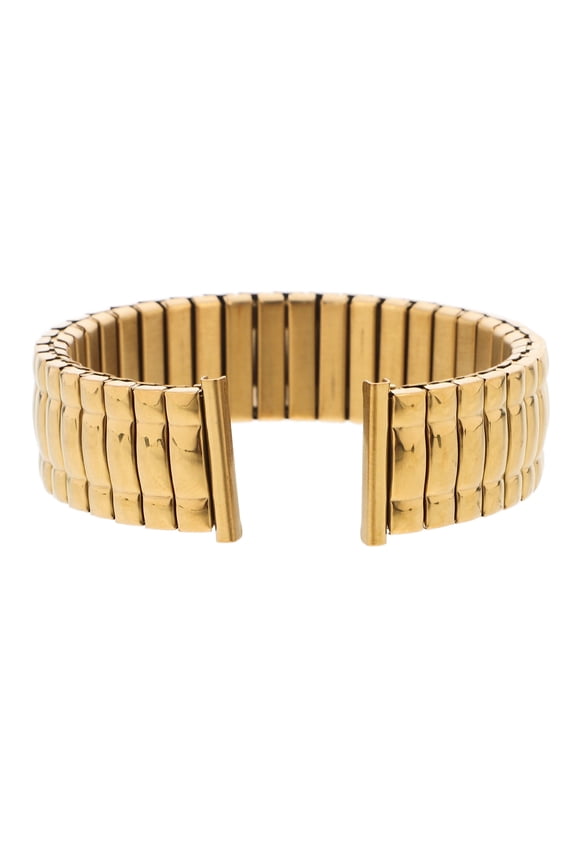 Mens Metal Stretch Watch Band Comfortable Strap Straps Watchband Elder Golden