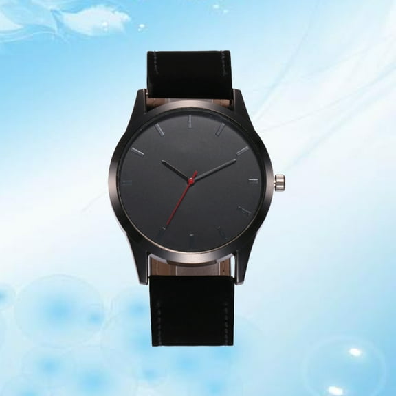 HEMOTON Mens Watch Simple Design Business Leather Band Analog Quartz Wrist Watch Classics Luxury Watch (Black)