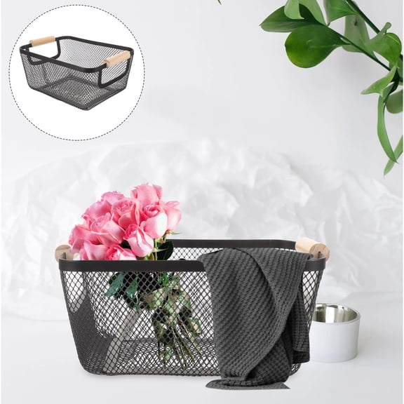 HEMOTON Farmhouse Style Wire Basket Set, Metal Mesh Rectangular Storage Organizer Bins, 11.8 x 7.1 x 4. Home and Kitchen