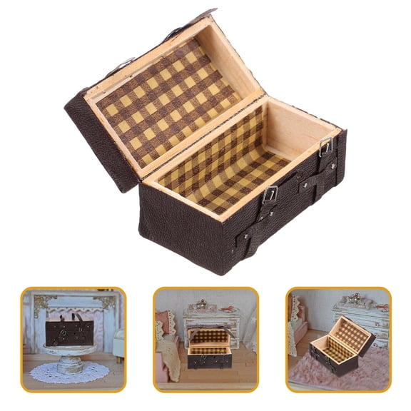 EXHUMKY Small Vintage Suitcase Rectangular Wooden Collectors 1Set 2.2x1.2x1.2in