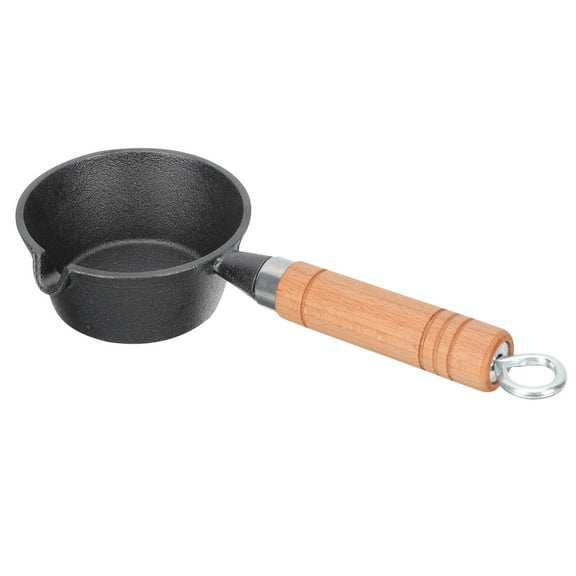 SOPOTUTU Small Cooking Pan Cast Iron Pan Wood 1Set