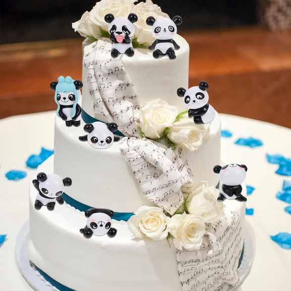 Hytrove PVC Panda Cake Decoration 8Pcs Realistic And Adorable For Children Home Owners