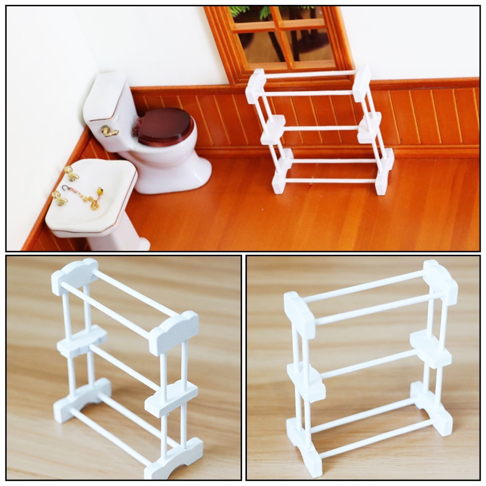 HEMOTON Miniature Towel Rack Model for Decor White Synthetic Material ...