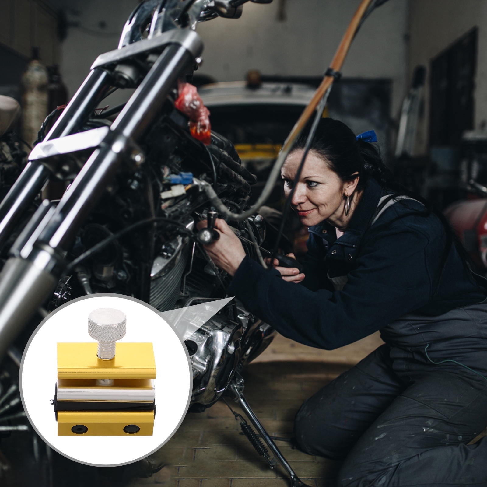 HEMOTON Motorcycle Cable Lubricator Tool for Throttle Clutch Brake Cables Golden Color Metal Plastic Durable Construction Easy to Use Universal Fit