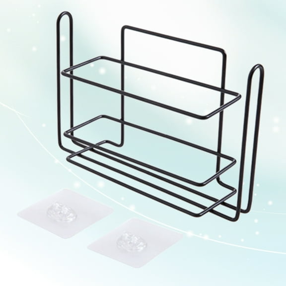 HEMOTON Multifunctional Multilayer Kitchen Hanging Shelf Plastic Film Storage Rack Iron Refrigerator Side Wall Organizer Sidewall Fridge Holder (Black)