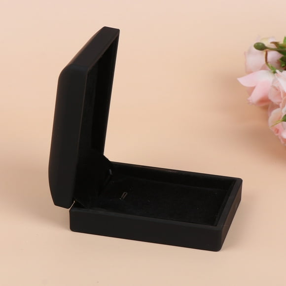 HEMOTON Necklace Boxes LED Light Jewelry Box Necklace Box Holder 7X9X3.2cm Black