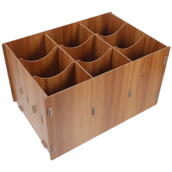 Phenofice Light Brown Wooden Storage Box for Dormitory 1Set 13.4X9.4X7.7in