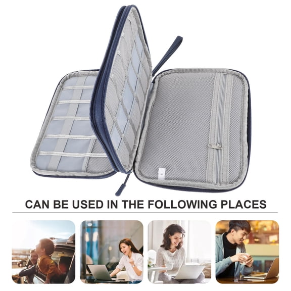SOPOTUTU Navy Electronic Organizer Bag, Portable Travel Accessories Storage with Multi-Compartment for Cables, Chargers, and Electronics