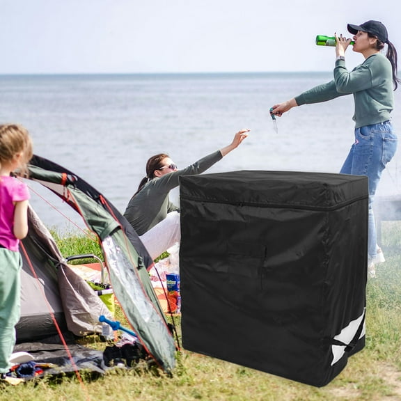 HEMOTON Outdoor Insulated Refrigerator Cover Waterproof Fridge Black