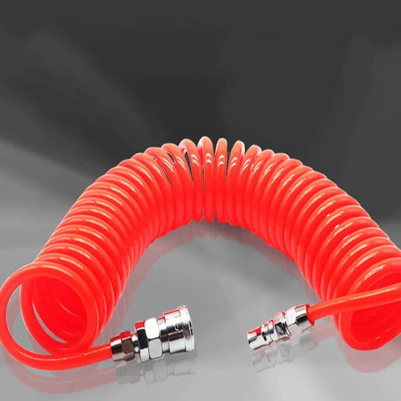 HEMOTON PU Spring Flexible Air Hose for Air Compressor Pump, Pneumatic Telescopic Tube 8x5mm with Standard Joint, Red