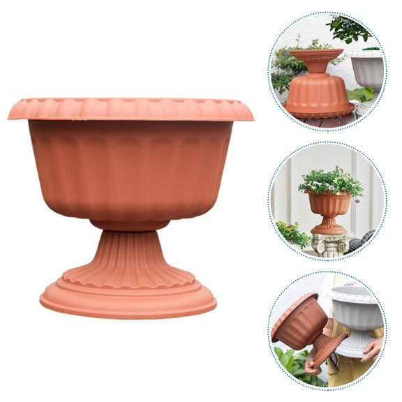 HEMOTON  Patio Large Plant Pots Outdoor Roman Column Flower Decorative Ornaments