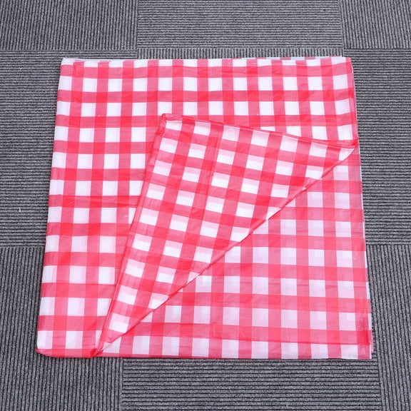 HEMOTON Pink Disposable Plastic Grid Tablecloth for Easy Cleanup and Table Protection, Large Size, PEVA Material