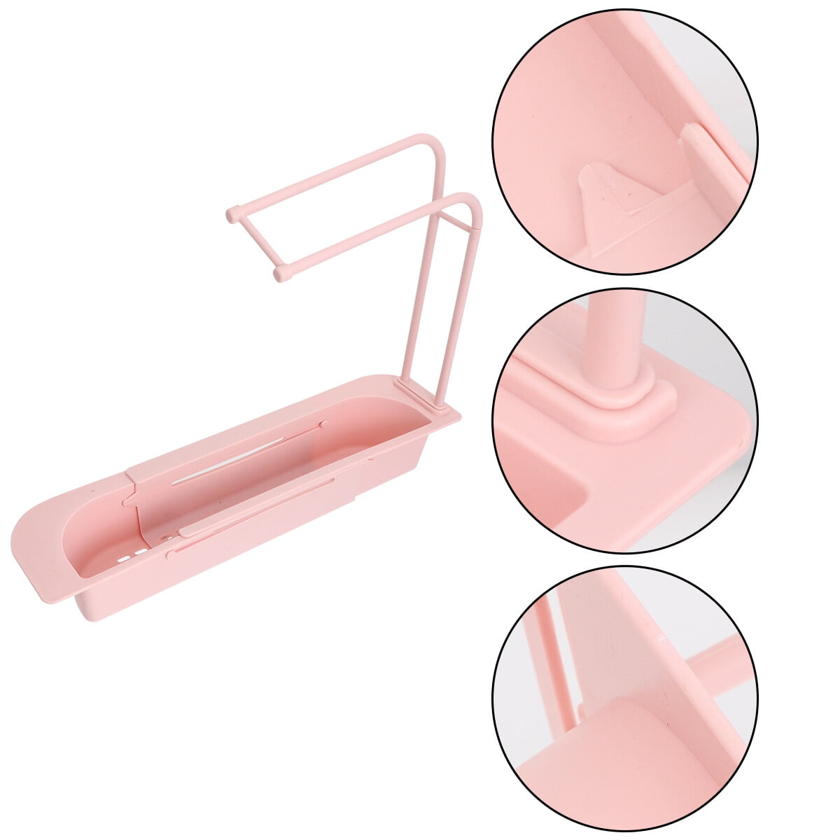 HEMOTON Pink Expandable Telescopic Sink Rack for Draining Made of ...