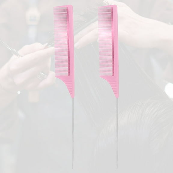 HEMOTON Pink Hair Comb with Stainless Steel Teeth for Combing 2 Pcs Smooth Scalp Massage Lightweight
