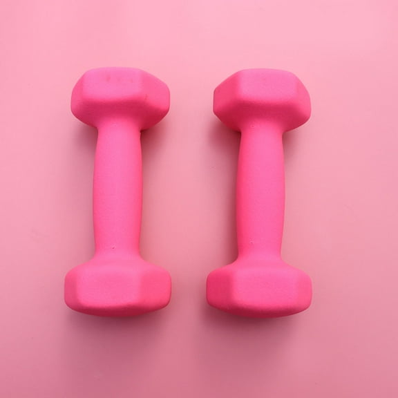 HEMOTON Pink Iron Dumbbells for Women Ideal for At Home Workouts Hexagonal Shape Prevents Rolling 2kg