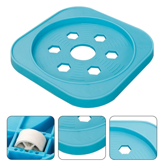 HEMOTON  Plant Pot Holder Stand Flowerpots Tray with Caster Modern Sky-blue