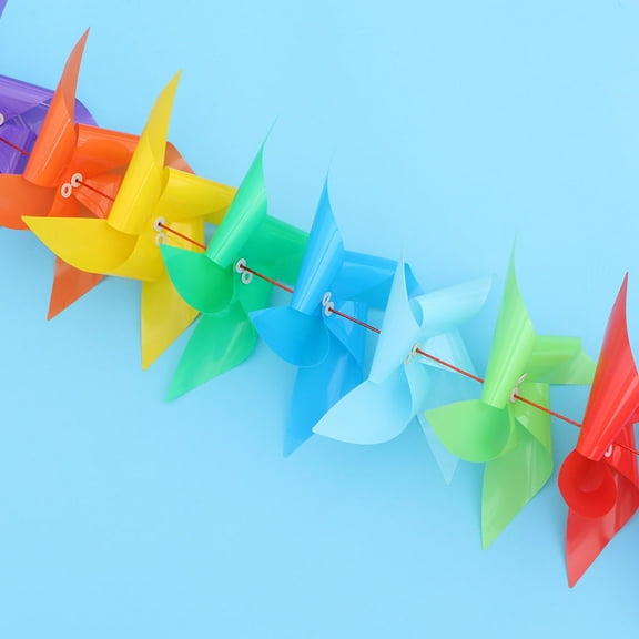 HEMOTON Plastic Windmill String for Outdoor Decor Assorted Color Easy to Rotate Perfect for Party and Kids Play 30m Steel Rope Included