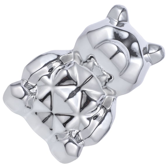 DEEPCRAFF Ceramic Bear Sculpture Electroplated Ceramic Silver 1 Piece