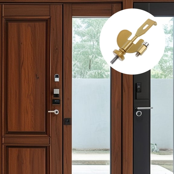 HEMOTON Portable Metal Door Lock for Travel, Security Device for Hotel Rooms, Easy to Use Hotel Door Locks for , Golden Finish
