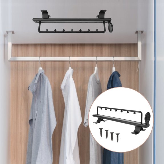 HEMOTON Pull Down Closet Rod Hanger Out Pants Rack for Clothing Clothes Black