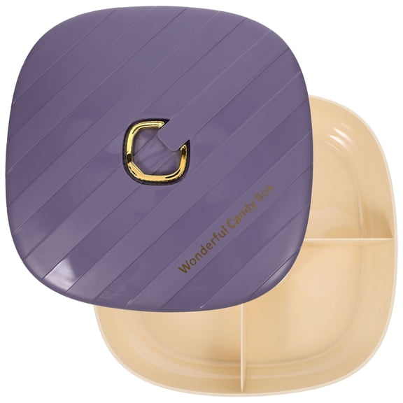 HEMOTON Purple MultiGrid Snack Dish for Storage with Lid PP Material Great for Home Decoration 7.8x5.9 Inches