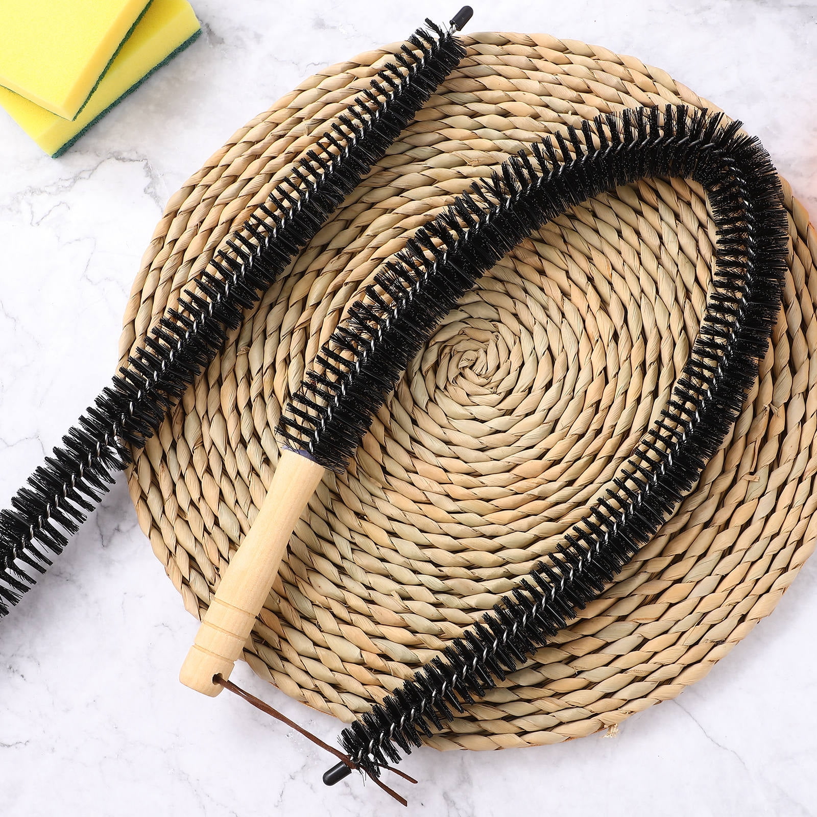 HEMOTON Radiator Cleaner Brush with Dense Polypropylene Bristles and Timber Handle for Machines Black
