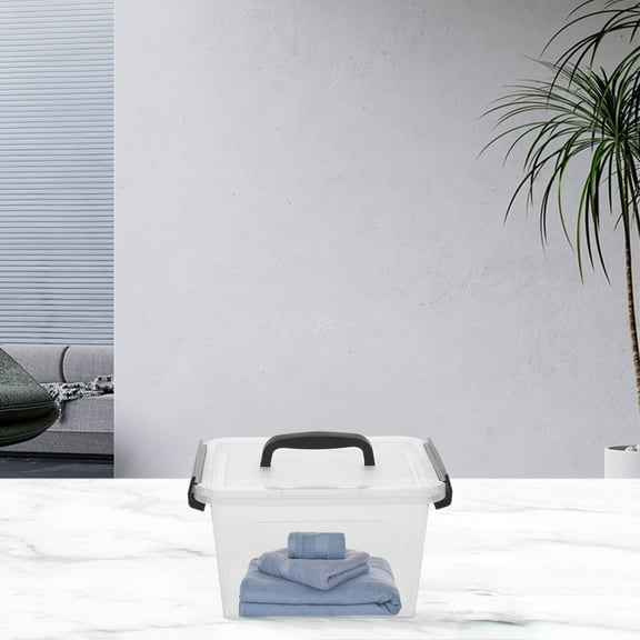 HEMOTON 6-Pack Clear Plastic Storage Boxes with Handles, Small Toy Bins and Containers with Lids for Home Organization