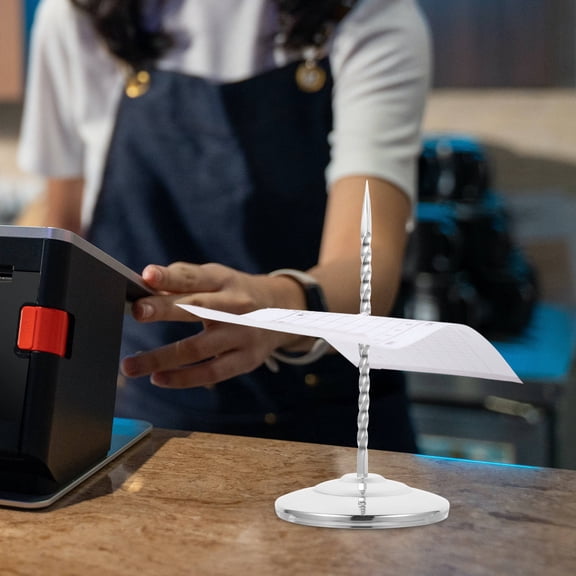 HEMOTON Receipt Holder Spike Stainless Steel Receipt Storage Holder Desktop Check Bill Holder