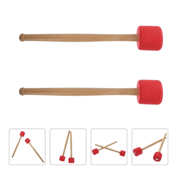 HEMOTON Red Drum Mallets Sticks for Drum with Synthetic Foam Head and Wood Handle Perfect for Beginners and Marching Band 2pcs