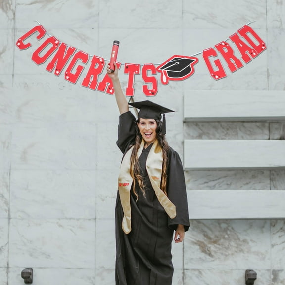 DEEPCRAFF Stage Performance Decorative Red Paper Banner for Graduation Party 1Pcs 9x5.5in