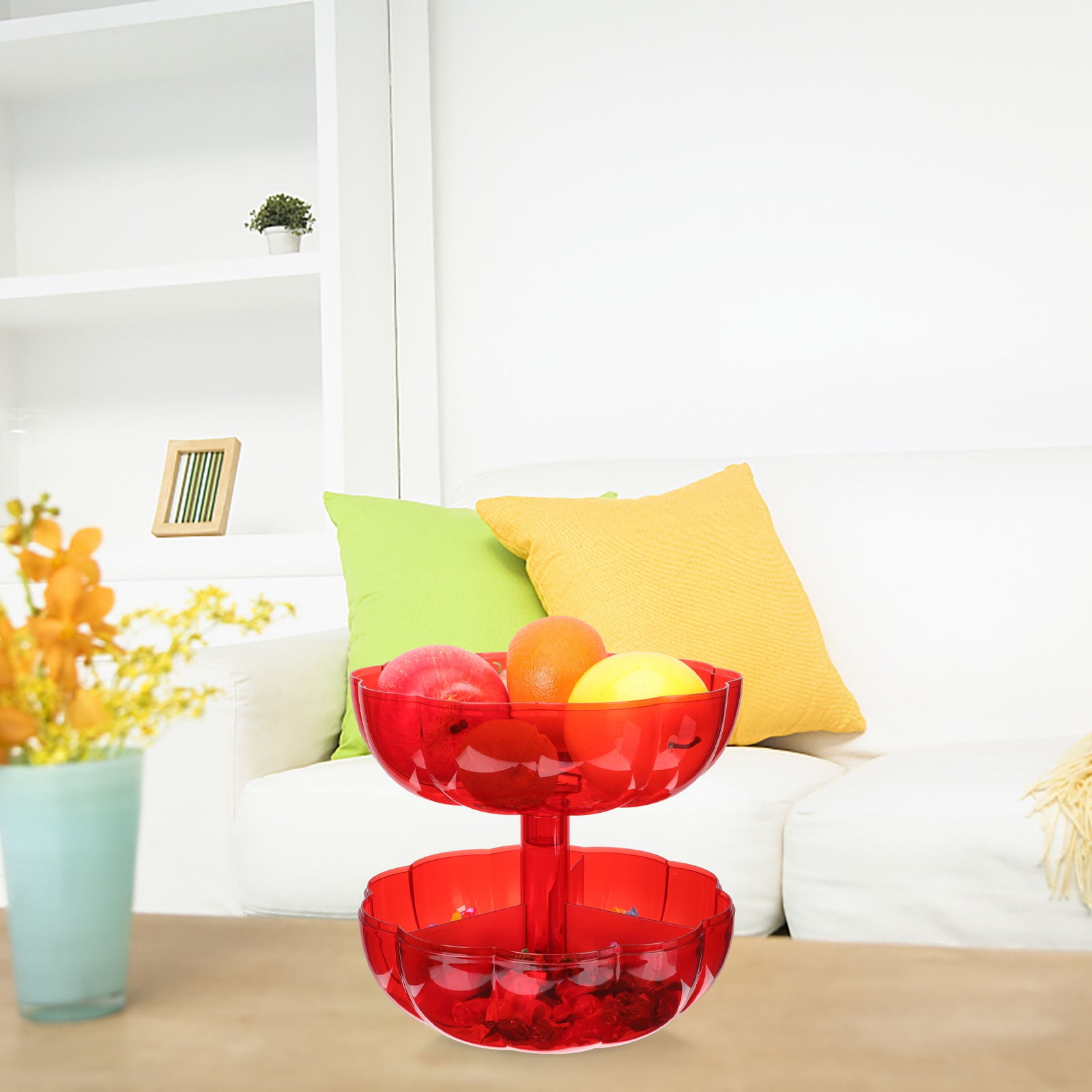 HEMOTON Red Plastic Candy Jar with Transparent Lid for Kitchen Use Wide ...