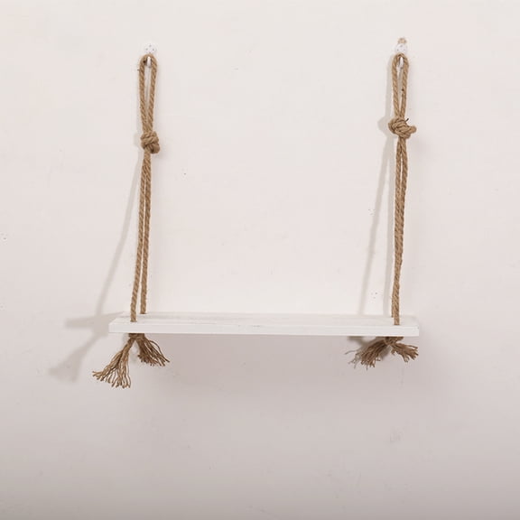 HEMOTON Rope Storage Rack Sturdy Shelf Swing Floating Shelves