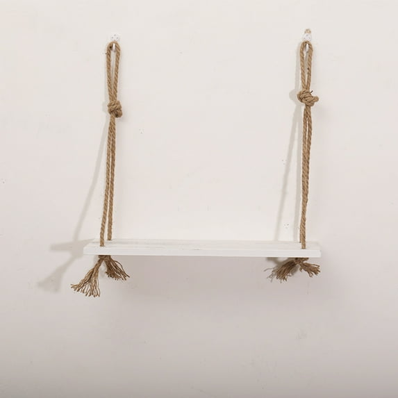 HEMOTON Rope Storage Rack Sturdy Shelf Swing Floating Shelves