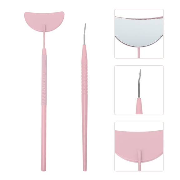 HEMOTON Salon Use Eyelash Picking Rod Mirror Kit 1Set 7.4x2.3in Pink