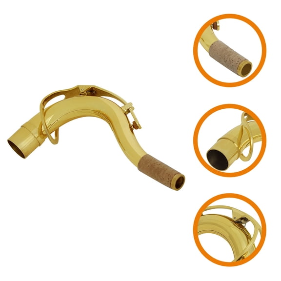 HEMOTON Golden Saxophone Neck 20x12x2.78cm High-Quality Material Replacement Part for Saxophone Players