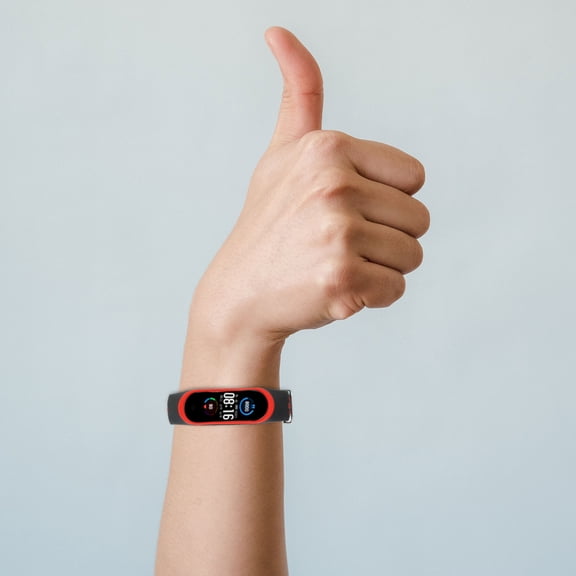 HEMOTON Silicone Watch Strap for Smartwatch Use Red Adjustable Band Compatible with Mi Band 3 or 4 Fits