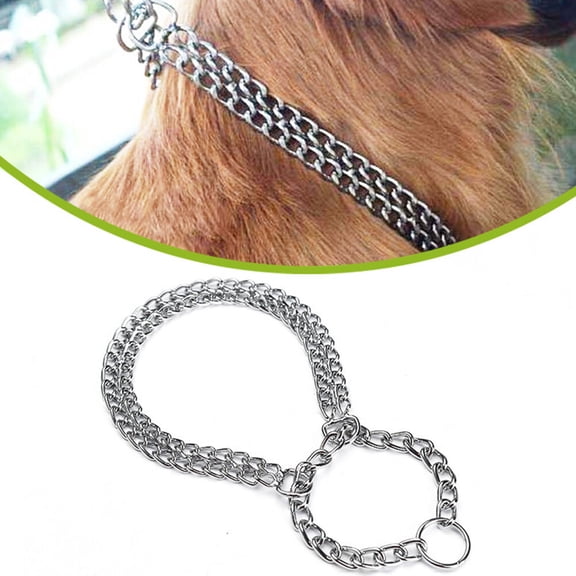 HEMOTON Silver Adjustable Metal Dog Training Collar Durable and Corrosion Resistant for Pet 2.0mm x 60cm