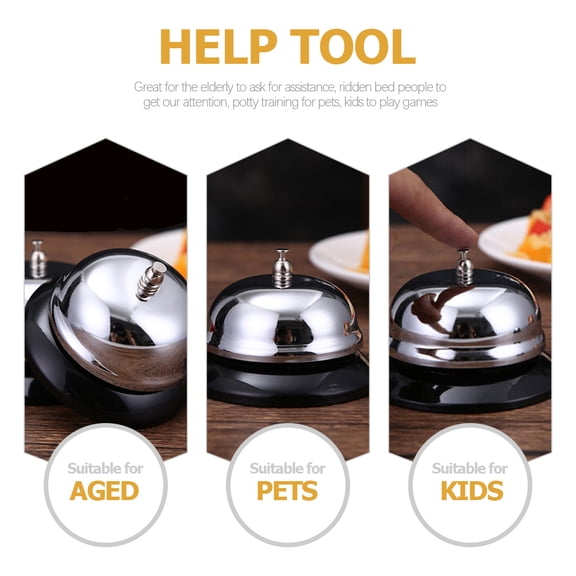HEMOTON Silver Metal Hand Bell for Home Use Practical Call Bell for Restaurant Hotel Bar Kitchen 3pcs Set