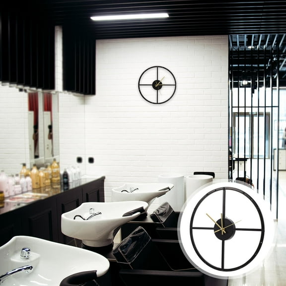 HEMOTON Simple Silent Wall Clock with Iron Material for Home Decoration in Black Color 1Pc