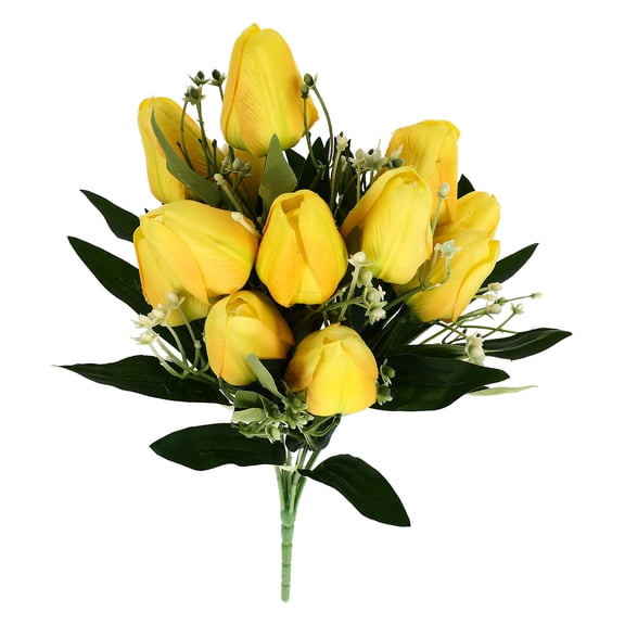 HEMOTON  Simulated Tulip Bouquet Decor Faux Tulips Decorations Flowers Bride Yellow